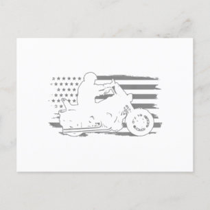 Patriotic Motorcycle Vintage American Flag Biker Postcard