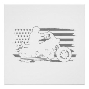 Patriotic Motorcycle Vintage American Flag Biker Poster