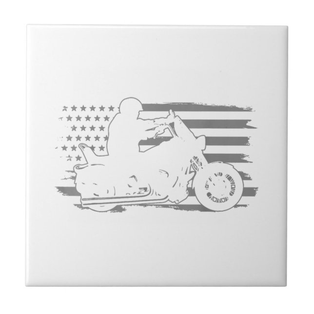 Patriotic Motorcycle Vintage American Flag Biker Tile (Front)