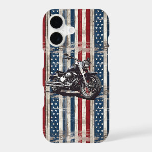 Patriotic Motorcycle with Wooden Flag 