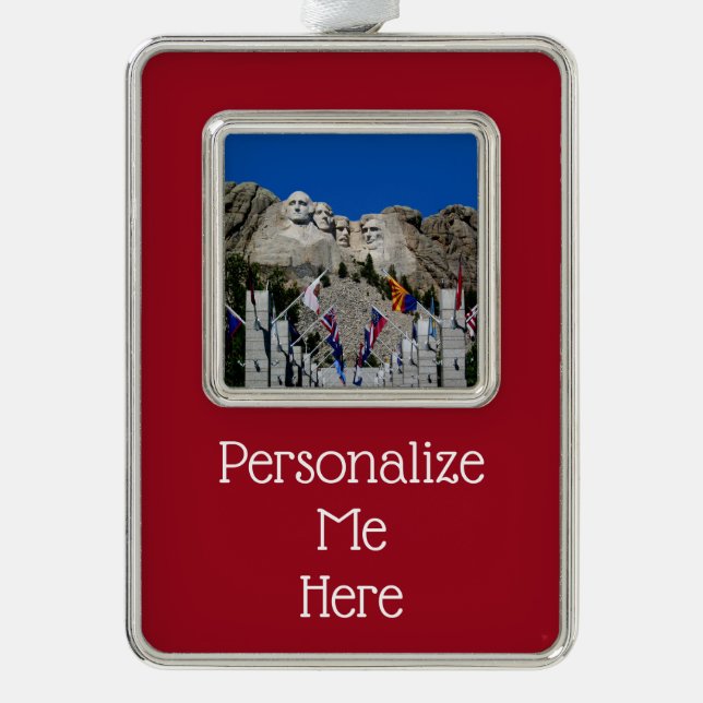 Patriotic Mount Rushmore Customised Photo Souvenir Silver Plated Framed Ornament (Front)