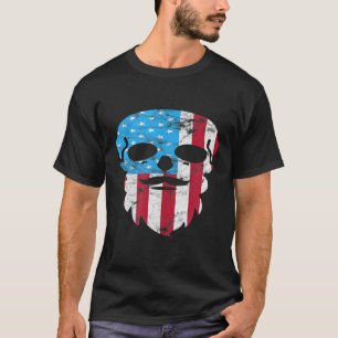 Patriotic Moustache Beard Skull July 4th T-Shirt