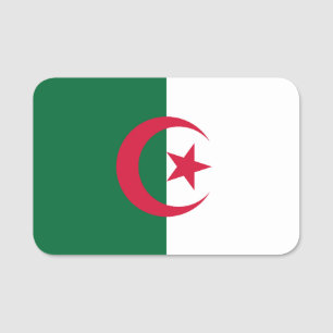 Patriotic name tag with flag of Algeria