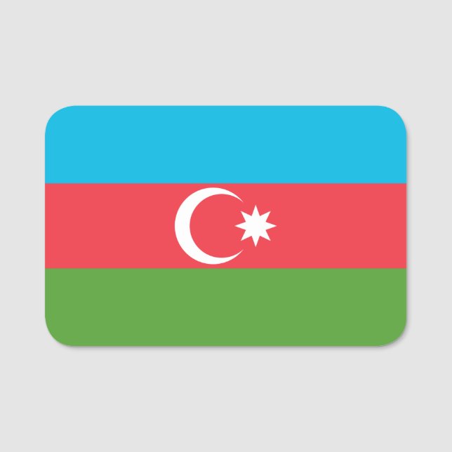 Patriotic name tag with flag of Azerbaijan (Front)