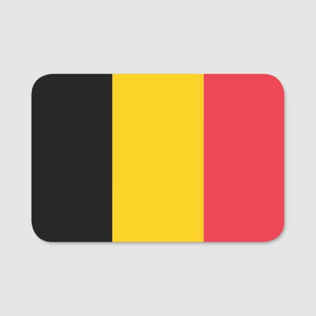 Patriotic name tag with flag of Belgium (Front)