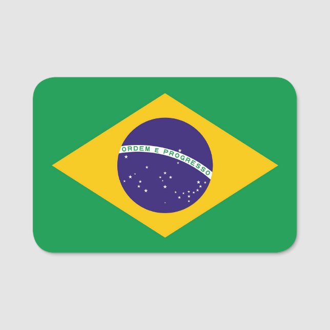 Patriotic name tag with flag of Brazil (Front)
