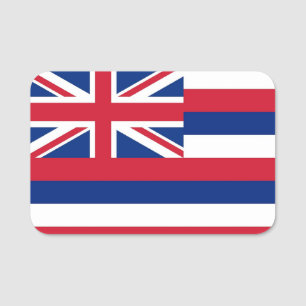 Patriotic name tag with flag of Hawaii, USA