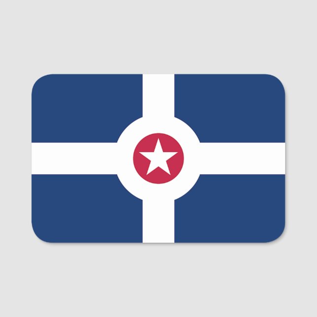 Patriotic name tag with flag of Indianapolis, USA (Front)