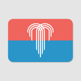 Patriotic name tag with flag of Kansas City, USA