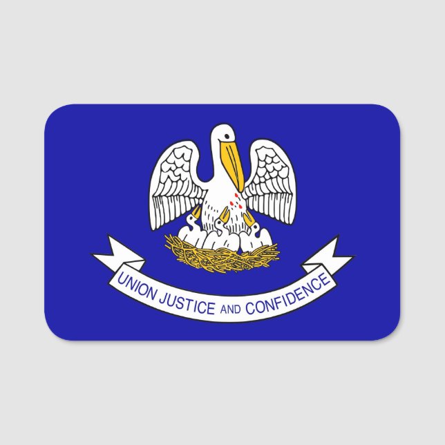 Patriotic name tag with flag of Louisiana, USA (Front)