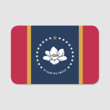 Patriotic name tag with flag of Mississippi, USA