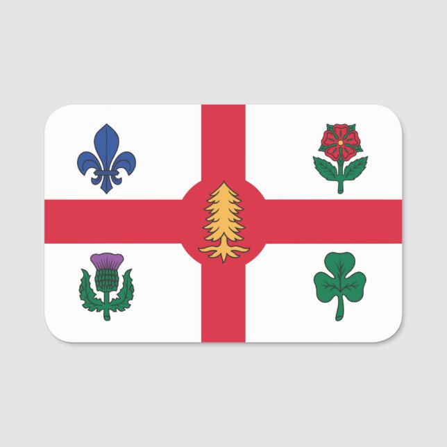 Patriotic name tag with flag of Montreal, Canada (Front)