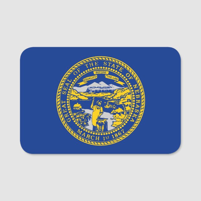 Patriotic name tag with flag of Nebraska (Front)