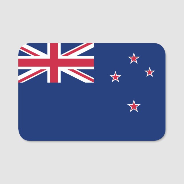 Patriotic name tag with flag of New Zealand (Front)