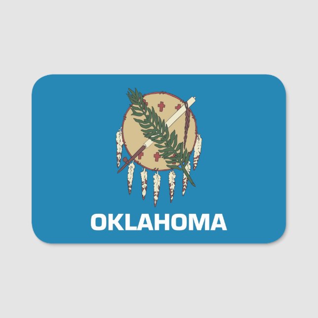 Patriotic name tag with flag of Oklahoma (Front)