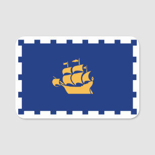 Patriotic name tag with flag of Quebec City