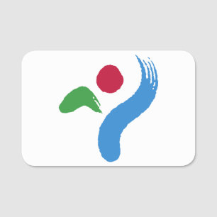 Patriotic name tag with flag of Seoul, South Korea