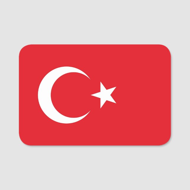 Patriotic name tag with flag of Turkey (Front)