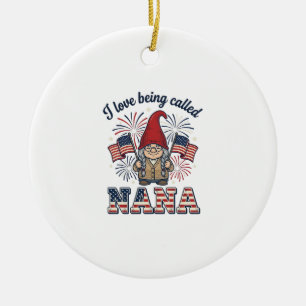 Patriotic Nana Gnome Vintage Grandmother Shirt Des Ceramic Tree Decoration