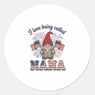 Patriotic Nana Gnome Vintage Grandmother Shirt Des Classic Round Sticker