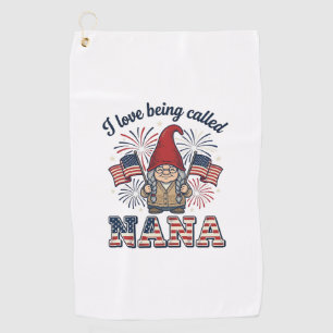 Patriotic Nana Gnome Vintage Grandmother Shirt Des Golf Towel