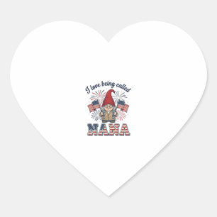 Patriotic Nana Gnome Vintage Grandmother Shirt Des Heart Sticker