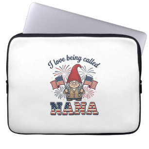 Patriotic Nana Gnome Vintage Grandmother Shirt Des Laptop Sleeve