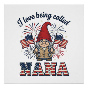Patriotic Nana Gnome Vintage Grandmother Shirt Des Poster