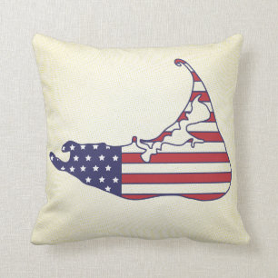 Patriotic Nantucket Map in Stars and Stripes Cushion