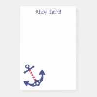 Patriotic Nautical Anchor Ahoy There Quote 4 x 6