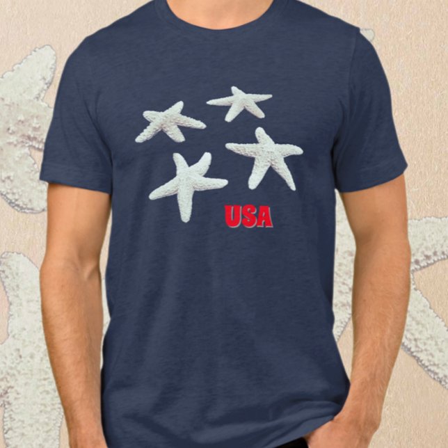 Patriotic Nautical Starfish Blue Tri-Blend Shirt (Creator Uploaded)