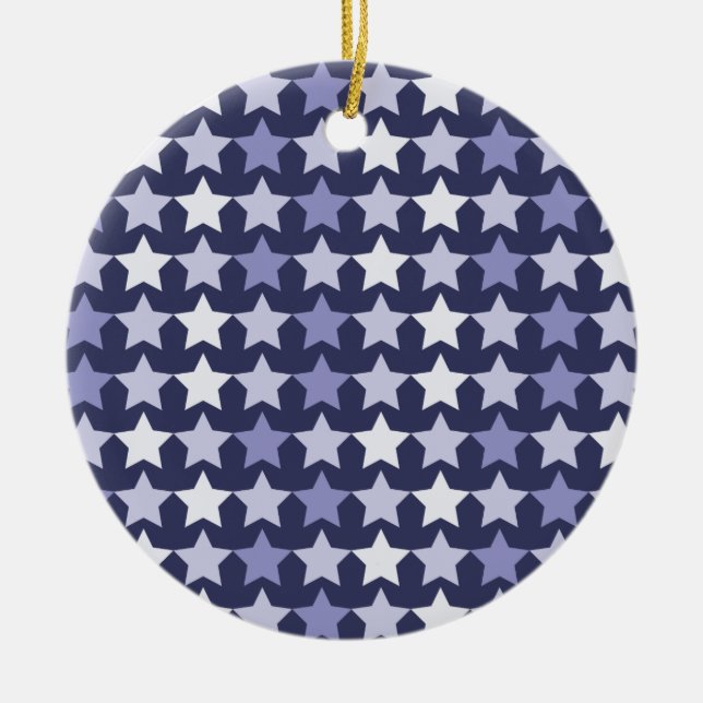 Patriotic Navy Blue Stars Ceramic Tree Decoration (Front)