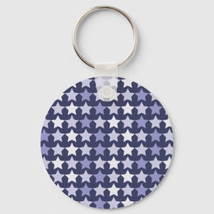 Patriotic Navy Blue Stars Key Ring