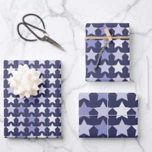 Patriotic Navy Blue Stars Wrapping Paper Sheet