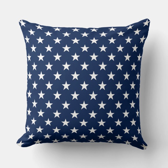 Patriotic Navy Blue USA Flag Stars Pattern Cushion (Front)