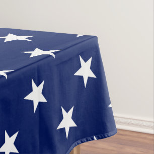 Patriotic navy blue white stars modern fun tablecloth