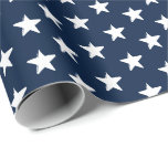 Patriotic navy blue white stars pattern modern wrapping paper<br><div class="desc">Patriotic navy blue and white stars pattern modern gift Wrapping Paper</div>