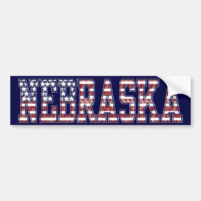 PATRIOTIC NEBRASKA BUMPER STICKER (Front)