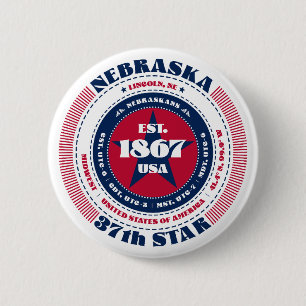 Patriotic Nebraska Circle with State Details 6 Cm Round Badge
