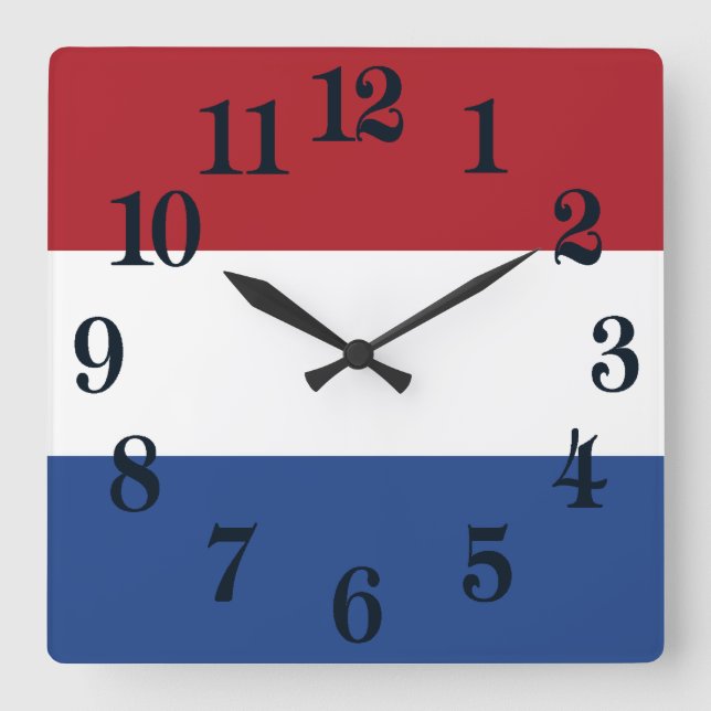 Patriotic Netherlands flag Square Wall Clock (Front)