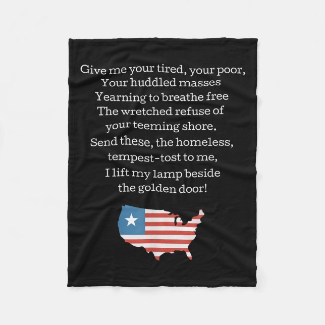Patriotic New Colossus Emma Lazarus Quote Usa Gift Fleece Blanket (Front)