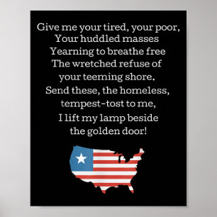 Patriotic New Colossus Emma Lazarus Quote Usa Gift Poster
