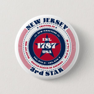 Patriotic New Jersey Circle with State Details 6 Cm Round Badge