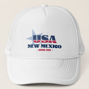 Patriotic New Mexico Typography Trucker Hat