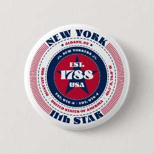 Patriotic New York Circle with State Details 6 Cm Round Badge