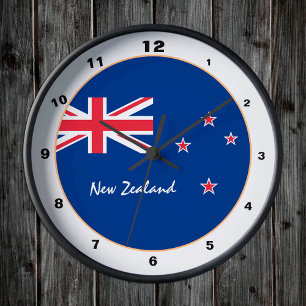 Patriotic New Zealand Flag, Zealand Home / design Round Clock