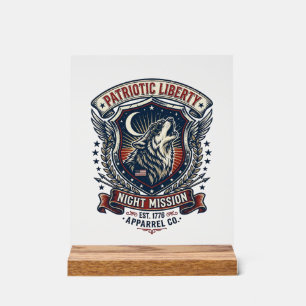 Patriotic Night Mission Patriot Wolf Military Insp Acrylic Sign