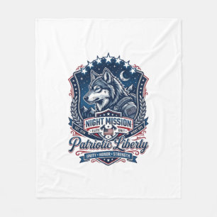 Patriotic Night Mission Patriot Wolf Military Insp Fleece Blanket