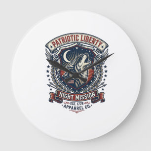 Patriotic Night Mission Patriot Wolf Military Insp Large Clock