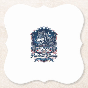 Patriotic Night Mission Patriot Wolf Military Insp Paper Coaster